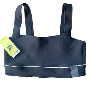 NWT All in Motion Light Support  Black Sports Bra with White Trim- Large